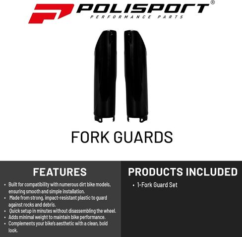 واقيات شوكة Polisport لهوندا CRF 450R (2002-2003) CR 500R (1995-2002) وCR 125R/250R (1995-2003) - جودة OEM لملاءمة فائقة وحماية متينة - أسود in Saudi Arabia