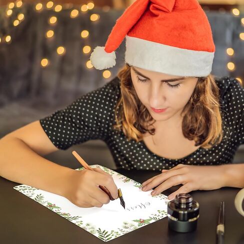 100 PCS Holly Ivy Christmas Holiday Letterhead Christmas Border Computer Paper Stationery Paper for Note Letters to Santa Holiday Holly Printer Papers Invitations Office School 8.5 x 11 In in Saudi Arabia
