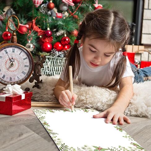 100 PCS Holly Ivy Christmas Holiday Letterhead Christmas Border Computer Paper Stationery Paper for Note Letters to Santa Holiday Holly Printer Papers Invitations Office School 8.5 x 11 In in Saudi Arabia