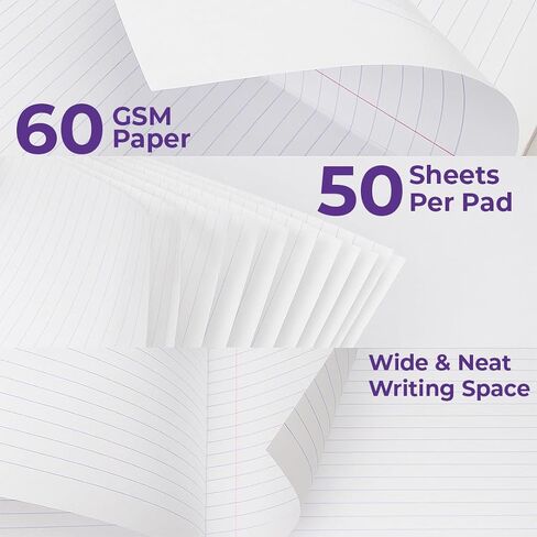 Letter-Size Writing Pads, White 50-Sheet Notepads, 11.75 x 8.5 in, Premium Notebooks for Office Work, School Notes & Daily Use (Pack of 18) in Saudi Arabia