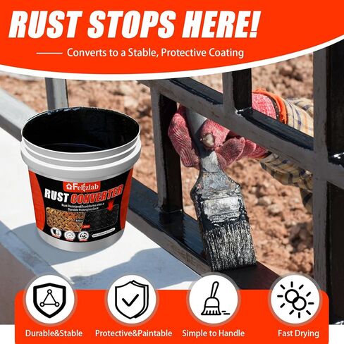 محول الصدأ 34.99 أونصة سائلة وبطانة معدنية 2 في 1، طلاء مزيل الصدأ ذو أساس مائي للسيارات والبوابات المعدنية والأدوات، طلاء مضاد للصدأ طويل الأمد مقاوم للأشعة فوق البنفسجية in Kuwait