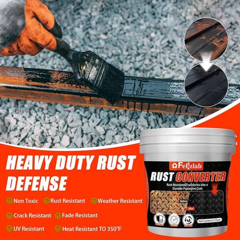 محول الصدأ 34.99 أونصة سائلة وبطانة معدنية 2 في 1، طلاء مزيل الصدأ ذو أساس مائي للسيارات والبوابات المعدنية والأدوات، طلاء مضاد للصدأ طويل الأمد مقاوم للأشعة فوق البنفسجية in Kuwait
