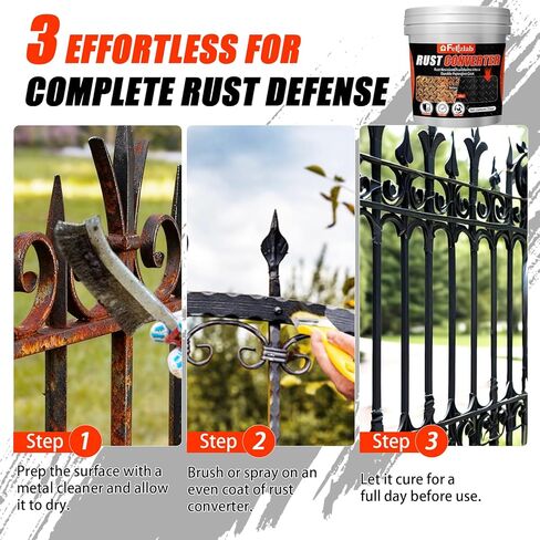 محول الصدأ 34.99 أونصة سائلة وبطانة معدنية 2 في 1، طلاء مزيل الصدأ ذو أساس مائي للسيارات والبوابات المعدنية والأدوات، طلاء مضاد للصدأ طويل الأمد مقاوم للأشعة فوق البنفسجية in Kuwait