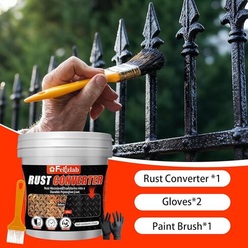 محول الصدأ 34.99 أونصة سائلة وبطانة معدنية 2 في 1، طلاء مزيل الصدأ ذو أساس مائي للسيارات والبوابات المعدنية والأدوات، طلاء مضاد للصدأ طويل الأمد مقاوم للأشعة فوق البنفسجية in Kuwait