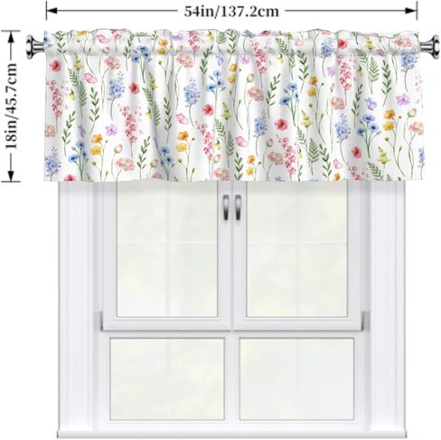 الستائر الأزهار السوداء للنوافذ أسود أبيض زهرة الستارة الستارة للمطبخ غرفة المعيشة مقهى الطابق السفلي الحديثة قضيب جيب الستار لبلد المزرعة 54 × 18 بوصة in Kuwait