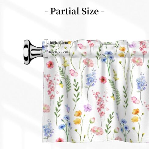 الستائر الأزهار السوداء للنوافذ أسود أبيض زهرة الستارة الستارة للمطبخ غرفة المعيشة مقهى الطابق السفلي الحديثة قضيب جيب الستار لبلد المزرعة 54 × 18 بوصة in Kuwait