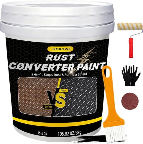 2-in-1 Rust Converter & Metal Primer 35oz Black - Rust Inhibitor Paint for Metal, Rust Reformer & Corrosion Protection, Heat Resistant Anti Rust Coating for Automotive Frames, Trailers& Tools in Saudi Arabia
