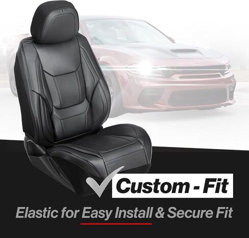 Coverland Custom Car Seat Covers Compatible with 2010-2014 Ford Mustang - Premium Leather Non-Slip Memory Foam Waterproof Seat Cover Custom Fit Interior Protector [Front Seat-Black] in Saudi Arabia