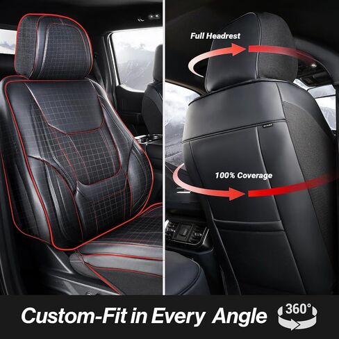 Coverland Custom Car Seat Covers Compatible with 2010-2014 Ford Mustang - Premium Leather Non-Slip Memory Foam Waterproof Seat Cover Custom Fit Interior Protector [Front Seat-Black] in Saudi Arabia