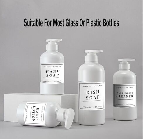 24 PCS White Waterproof Labels for Bathroom Bottles, Removable Self-Adhesive Label for Glass/Plastic Bottle, Shampoo and Conditioner Dispenser Label Stickers in Saudi Arabia