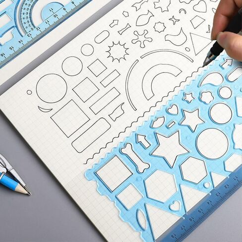 مجموعة من مسطرتين مختلفتين للرسم الهندسي، مسطرة رسم متعددة الوظائف للطلاب، مجموعة اثنين في واحد، مستلزمات تعليمية، مسطرة رسم فنية هندسية in Saudi Arabia