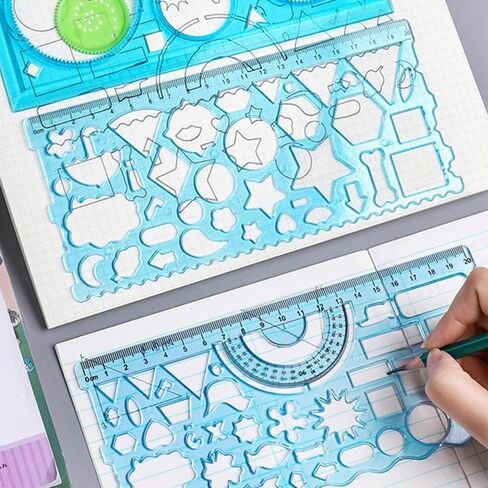 مجموعة من مسطرتين مختلفتين للرسم الهندسي، مسطرة رسم متعددة الوظائف للطلاب، مجموعة اثنين في واحد، مستلزمات تعليمية، مسطرة رسم فنية هندسية in Saudi Arabia