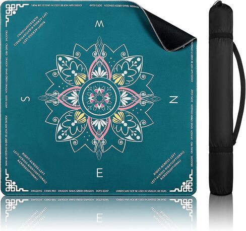 Mahjong Mat for Table with Rules, 32.6"x32.6" Non-Slip Mahjong Table Cover, Noise-Reducing Table Cloth for American Mahjong, Poker, Card & Board Games, Portable with Travel Bag (Green) in Saudi Arabia