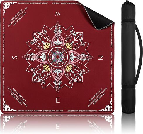 Mahjong Mat for Table with Rules, 32.6"x32.6" Non-Slip Mahjong Table Cover, Noise-Reducing Table Cloth for American Mahjong, Poker, Card & Board Games, Portable with Travel Bag (Green) in Saudi Arabia
