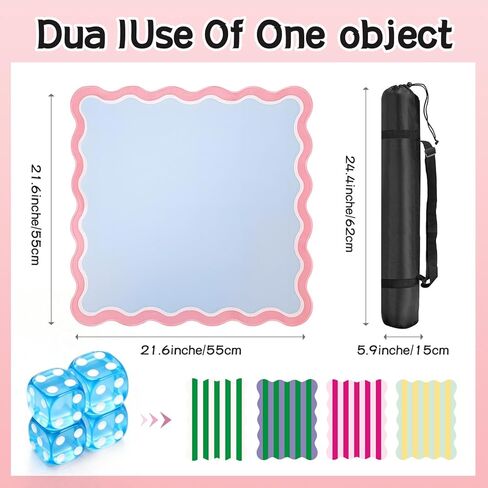 سجادة ماجونج صغيرة للسفر مقاس 22 بوصة - بساط ألعاب ماجونج محمول مع 4 قطع من بلاط ماجونج، وظهر مطاطي غير قابل للانزلاق، وسطح قابل للطي وحقيبة حمل (أزرق) in Kuwait