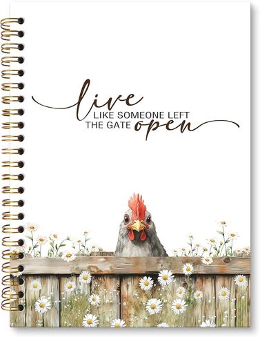 JRTW Live Like Someone Left The Gate Open Chicken Rooster Notebook, Inspirational Farmhouse Chicken Gifts Notebooks for School Work College, Rustic Cottagecore Animal a5 Spiral Notebook Journal in Saudi Arabia