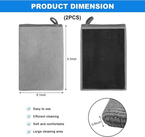 2 PCS Clay Mitts, Microfiber Clay Bar Towel Medium Grade Auto Detailing Gloves, Scratch-Free Surface Prep Mitt Alternative for Car Paint Claying Cleaning & Polishing (Gray) in Saudi Arabia