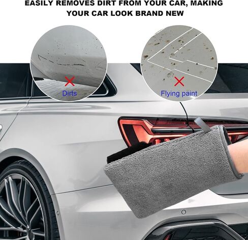 2 PCS Clay Mitts, Microfiber Clay Bar Towel Medium Grade Auto Detailing Gloves, Scratch-Free Surface Prep Mitt Alternative for Car Paint Claying Cleaning & Polishing (Gray) in Saudi Arabia