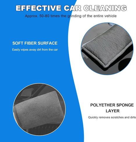 2 PCS Clay Mitts, Microfiber Clay Bar Towel Medium Grade Auto Detailing Gloves, Scratch-Free Surface Prep Mitt Alternative for Car Paint Claying Cleaning & Polishing (Gray) in Saudi Arabia