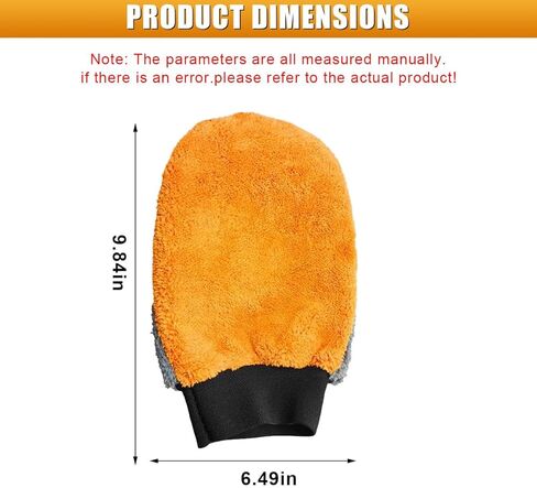 2PCS Car Wash Mitt, Coral Fleece Microfiber Dusting Mitt with Thumb, No Scratch No Lint Cleaning Glove with Elastic Wrist Cuff, Reusable Car Washing and Detailing Supplies (Thumb) in Kuwait