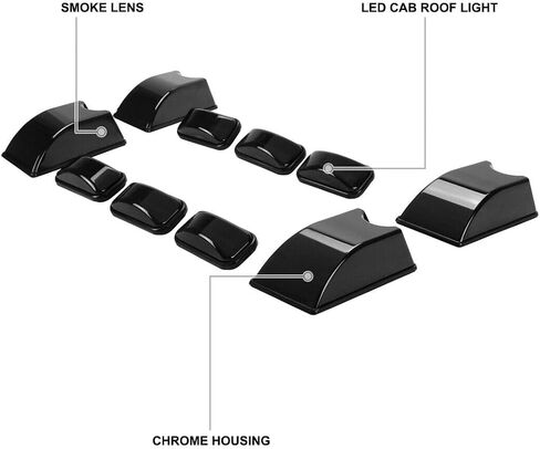 10pc Smoke Marker Lights/Cab Roof Top Lamps Heavy Duty ABS Plastic Housing/Polycarbonate Lens for Hummer for H2 Base 2003-2009 & 2005-2009 25809313 15060526 in Saudi Arabia