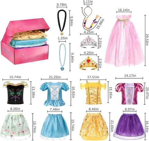 ملابس فائقة الجودة للفتيات من عمر 4 إلى 6 سنوات، فستان الأميرة للفتيات من عمر 3 إلى 8 سنوات، تتضمن 4 عصابات رأس، مثالية للهدايا الاحتفالية in Kuwait