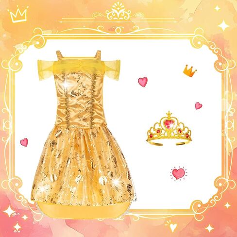 ملابس فائقة الجودة للفتيات من عمر 4 إلى 6 سنوات، فستان الأميرة للفتيات من عمر 3 إلى 8 سنوات، تتضمن 4 عصابات رأس، مثالية للهدايا الاحتفالية in Kuwait
