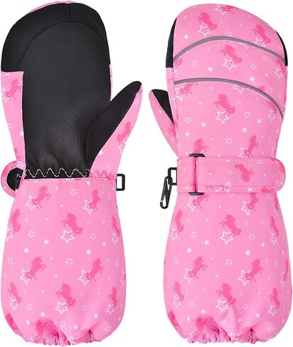 PAMAID Kids Ski Mittens Gloves Waterproof Winter Warm Snow Gloves with Long Cuff for Kids Toddler Girls in Saudi Arabia