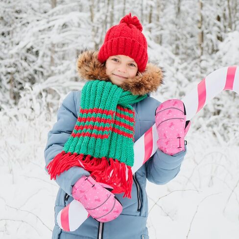PAMAID Kids Ski Mittens Gloves Waterproof Winter Warm Snow Gloves with Long Cuff for Kids Toddler Girls in Saudi Arabia