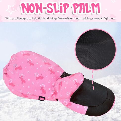 PAMAID Kids Ski Mittens Gloves Waterproof Winter Warm Snow Gloves with Long Cuff for Kids Toddler Girls in Saudi Arabia