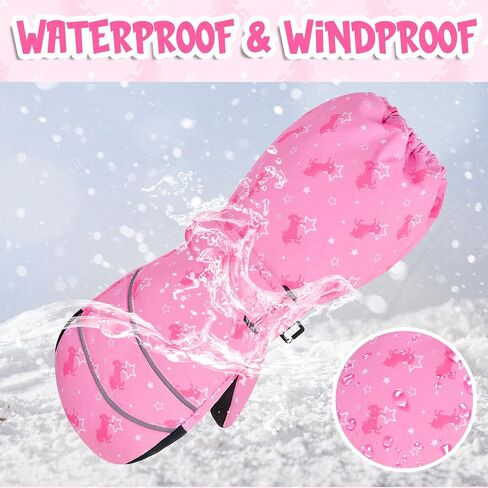 PAMAID Kids Ski Mittens Gloves Waterproof Winter Warm Snow Gloves with Long Cuff for Kids Toddler Girls in Saudi Arabia