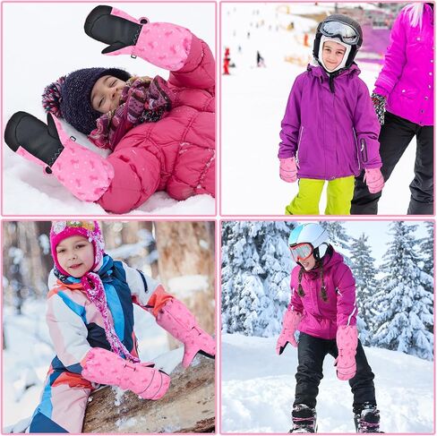 PAMAID Kids Ski Mittens Gloves Waterproof Winter Warm Snow Gloves with Long Cuff for Kids Toddler Girls in Saudi Arabia