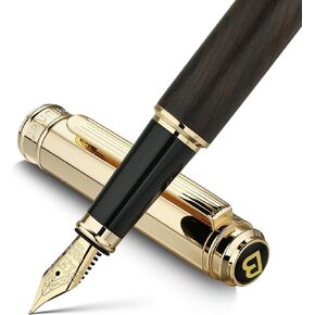 قلم حبر بيلونر 316، خشب الورد الفاخر المذهل، سن مذهب 24 قيراط (متوسط)، لمسة نهائية رائعة من الذهب عيار 24 قيراط، محول حبر، أفضل هدية للرجال والنساء - فاخر، تنفيذي، أقلام لطيفة للكتابة، RD-M in Kuwait