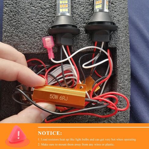 4 قطع مقاومات تحميل LED 50 وات 6 أوم، محول وميض مقاوم إشارة الانعطاف من الألومنيوم مع مشابك سلكية، مقاوم حمل السيارة لتثبيت لمبة LED رمز خطأ وميض سريع in Kuwait