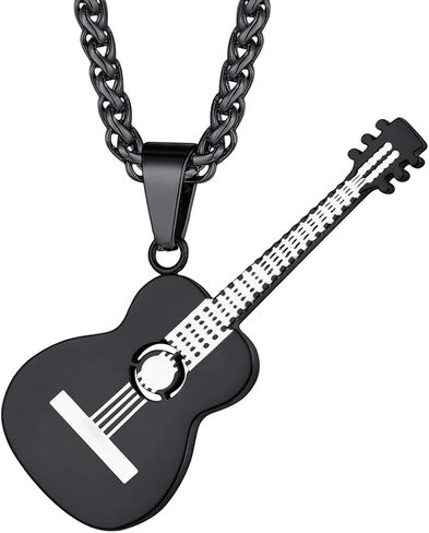 U7 Rock Music Necklace with Adjustable Chain, Stainless Steel 18K Gold Plated Hip Hop Punk Rock Sign Horn/Headphone/Microphone Necklaces for Men Women Teens in Kuwait