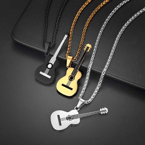 U7 Rock Music Necklace with Adjustable Chain, Stainless Steel 18K Gold Plated Hip Hop Punk Rock Sign Horn/Headphone/Microphone Necklaces for Men Women Teens in Kuwait