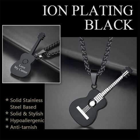 U7 Rock Music Necklace with Adjustable Chain, Stainless Steel 18K Gold Plated Hip Hop Punk Rock Sign Horn/Headphone/Microphone Necklaces for Men Women Teens in Kuwait