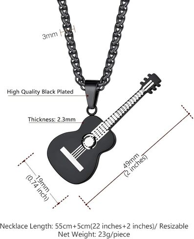 U7 Rock Music Necklace with Adjustable Chain, Stainless Steel 18K Gold Plated Hip Hop Punk Rock Sign Horn/Headphone/Microphone Necklaces for Men Women Teens in Kuwait