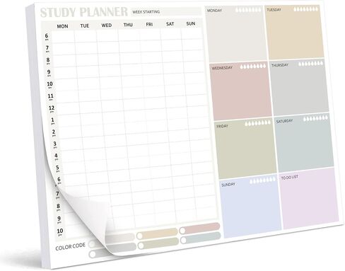 School Supplies - Weekly Hourly Planner Notepad - A4 Weekly Schedule Planner Pad Undated - 50 Sheets To Do List Notepad for Students - Home & Office Desk Accessories - Perfect for School & Projects in Saudi Arabia