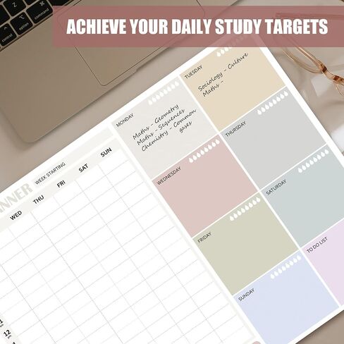 School Supplies - Weekly Hourly Planner Notepad - A4 Weekly Schedule Planner Pad Undated - 50 Sheets To Do List Notepad for Students - Home & Office Desk Accessories - Perfect for School & Projects in Saudi Arabia