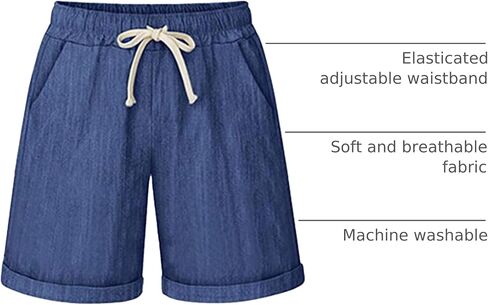 Yoinlia Women's Summer Casual Elastic Waist Drawstring Bermuda Shorts with Pockets in Kuwait