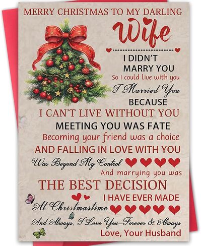 Romantic Christmas Card for Wife,Special Xmas Card for Wife,Unique Christmas Idea Gift from Husband in Saudi Arabia