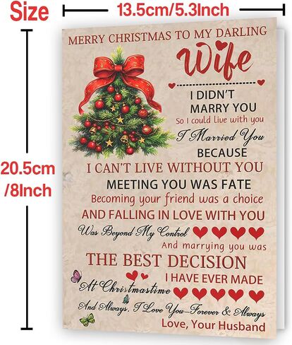 Romantic Christmas Card for Wife,Special Xmas Card for Wife,Unique Christmas Idea Gift from Husband in Saudi Arabia