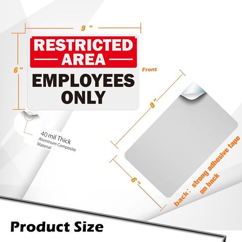 Restricted Area Sign,2 Pack 9"x6" Authorized Personnel Only Do Not Enter Aluminum Metal Sign with Strong Adhesive Tape and Pre-Drilled for Easy Mount Weatherproof for Indoor or Outdoor Use in Saudi Arabia