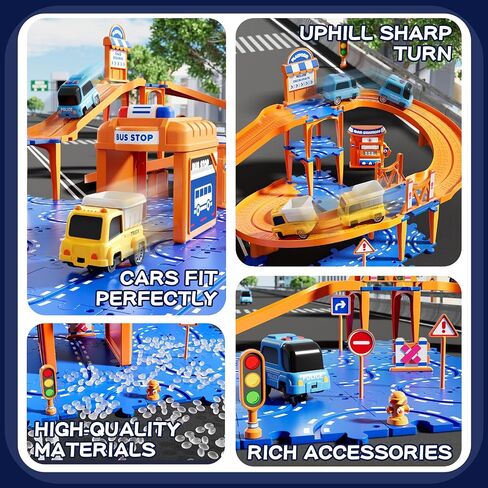 Puzzle Race Car Track Set for Kids 3-5, Floor Puzzle Track Car Set, Toddler Toys for 3 4 5 6 Years Old Boys, Toys Gift for Kids Boys Girls Age 3 4 5 6 7 8 Years Old in Saudi Arabia