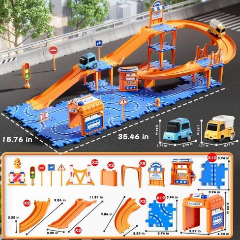 Puzzle Race Car Track Set for Kids 3-5, Floor Puzzle Track Car Set, Toddler Toys for 3 4 5 6 Years Old Boys, Toys Gift for Kids Boys Girls Age 3 4 5 6 7 8 Years Old in Saudi Arabia