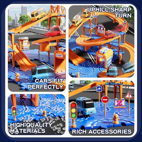 Puzzle Race Car Track Set for Kids 3-5, Floor Puzzle Track Car Set, Toddler Toys for 3 4 5 6 Years Old Boys, Toys Gift for Kids Boys Girls Age 3 4 5 6 7 8 Years Old in Saudi Arabia