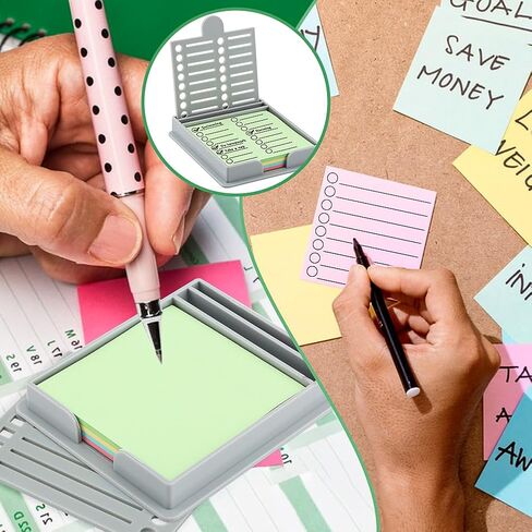 حامل ملاحظات لاصق مع 5 استنسل مختلف وحزمة واحدة من Post-T Note، موزع وسادات لاصقة مقاس 3 × 3 بوصة مع قالب رسم صندوق الخط للمكتب والمنزل (اللون: أسود) in Kuwait