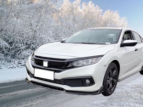 حافة ممتصة للصدمات الأمامية من IKON MOTORSPORTS متوافقة مع 2019-2021 Honda Civic، الجيل العاشر من IKON Style أسود غير لامع PP Air Dam Chin Spoiler in Saudi Arabia