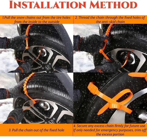 Snow Chains Tire Chains for Honda Pilot Ridgeline Odyssey Rebel 250,Emergency Snow Chains for Car,Adjustable Anti-Slip Tire Zip Ties,Portable Traction Cables,for Winter Driving in Saudi Arabia